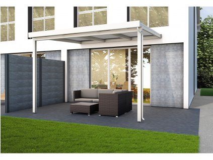 Hliníková pergola Terrassendach Premium 3,09 x 3,06 m - čirý polykarbonát / bílá