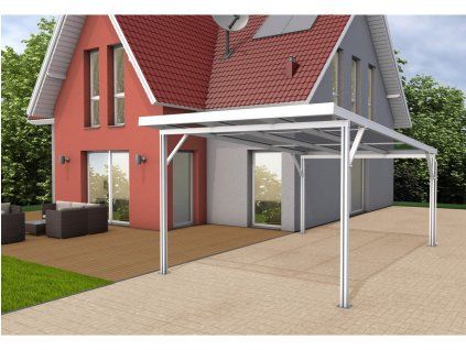Přístřešek na auto Carport Premium PC, 3,094 x 5,62 m, bílá / bronz