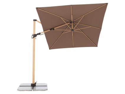 Výkyvný zahradní slunečník s boční tyčí s ULTRA UV ochranou Doppler ALU WOOD 220 x 300 cm, hnědá