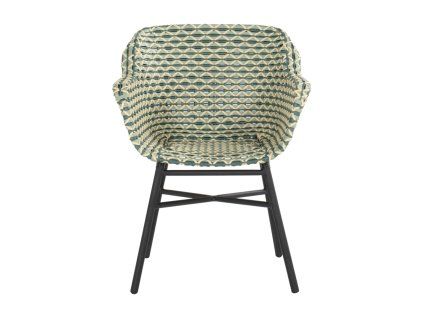 Pevné křeslo Delphine, umělý výplet, green mint a podnož black