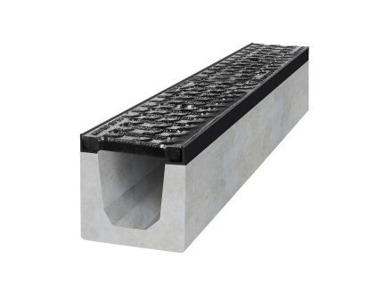 Betonový žlab D400 s litinovou mříží, d. 1000 x š. 150 x v. 200 mm