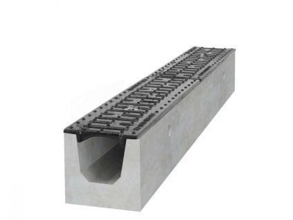 Betonový žlab B125 s litinovou mříží, d. 1000 x š. 145 x v. 160 mm